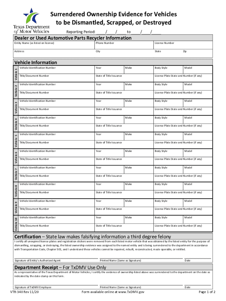  Vtr 340 Form 2020-2024