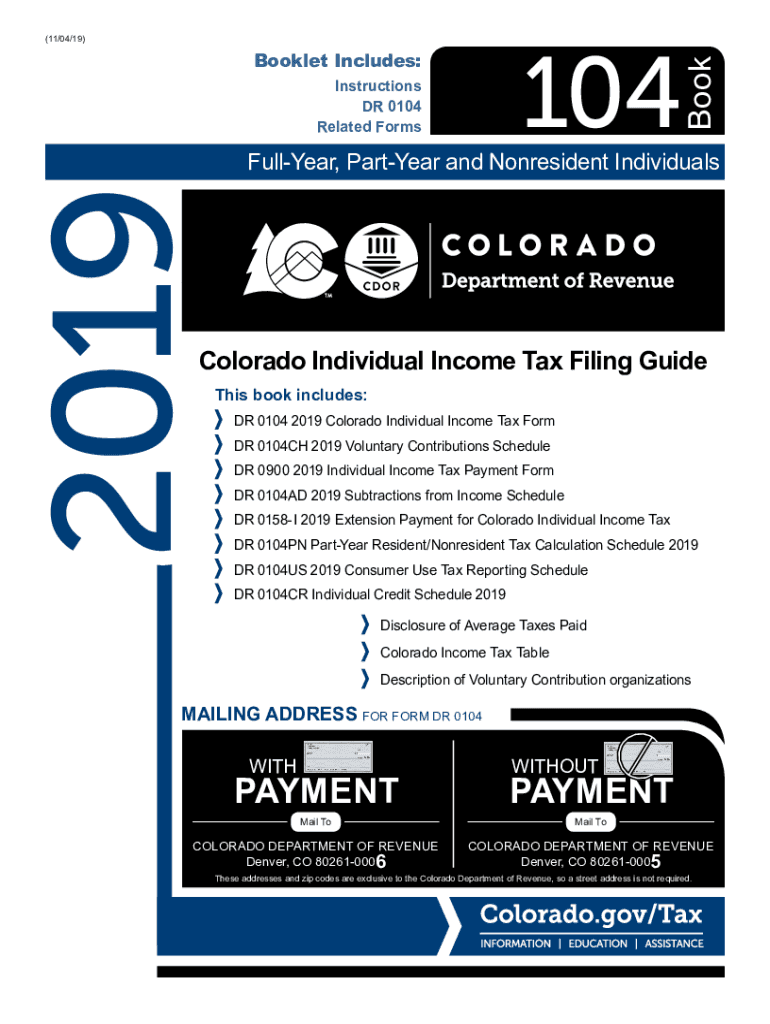  DR 0104 Colorado Individual Income Tax Form 2019-2024