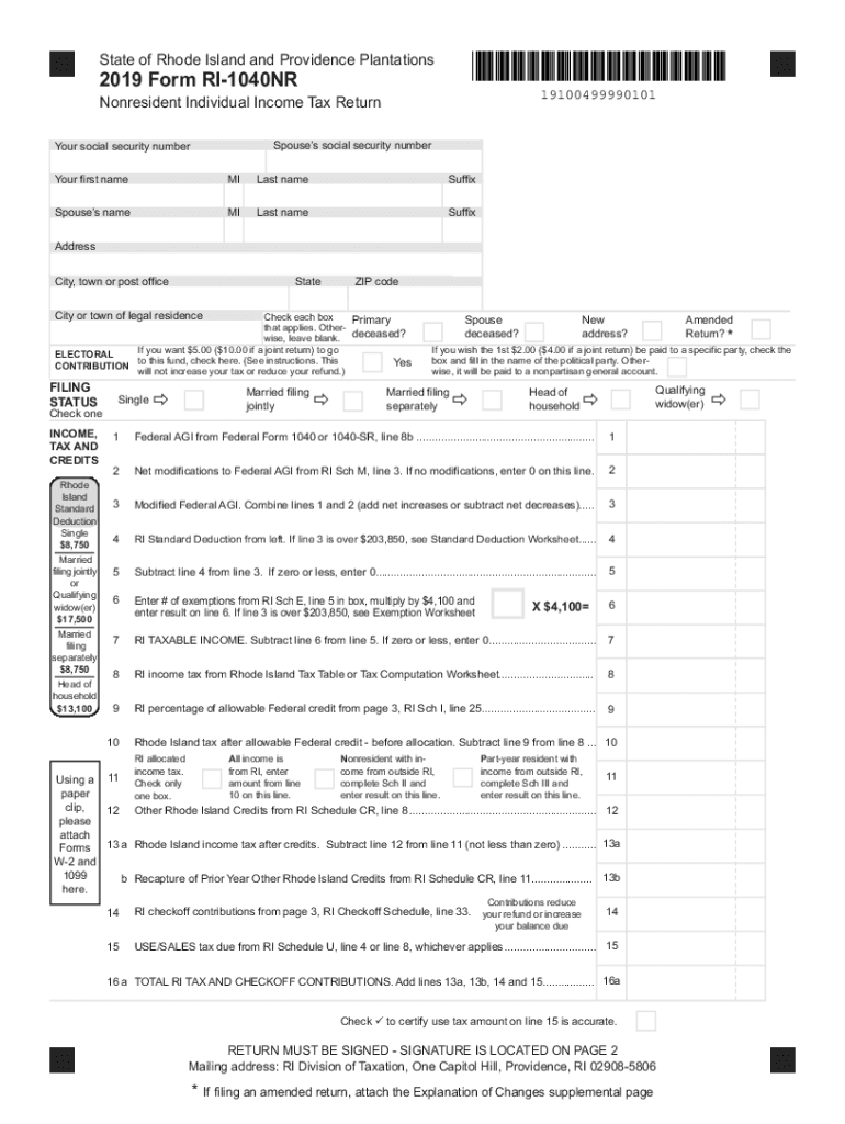  Tax Forms Rhode Island Division of Taxation RI Gov 2019