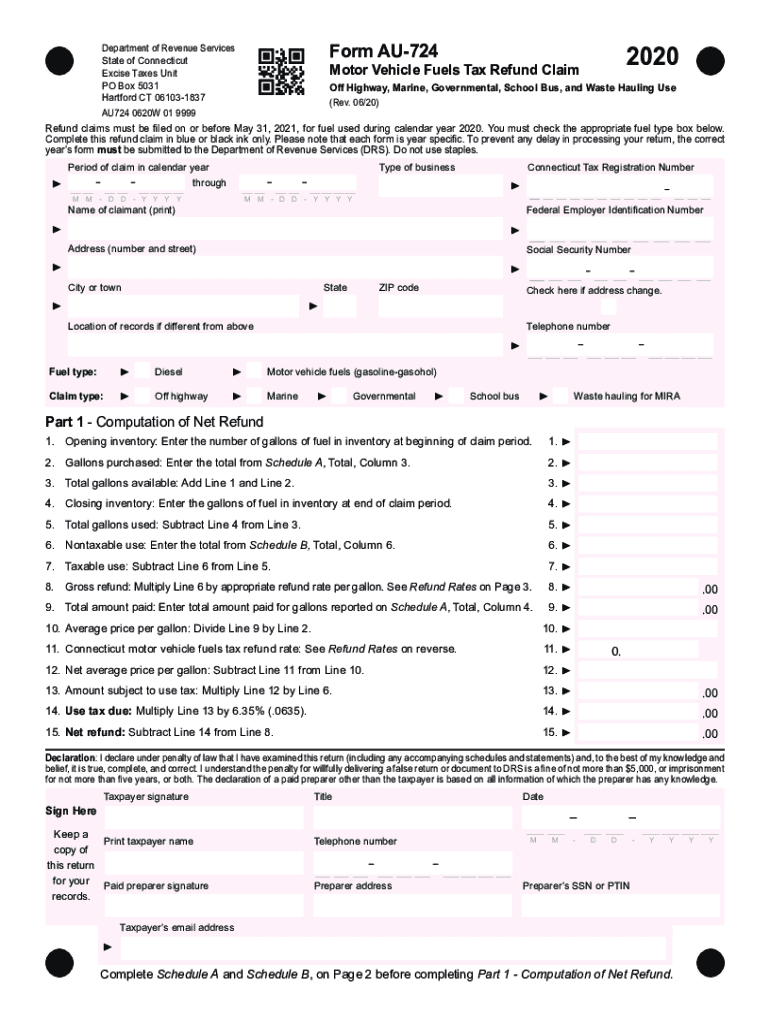  Refund Claims Must Be Filed on or Before May31, 2021, for Fuel Used during Calendar Year 2020