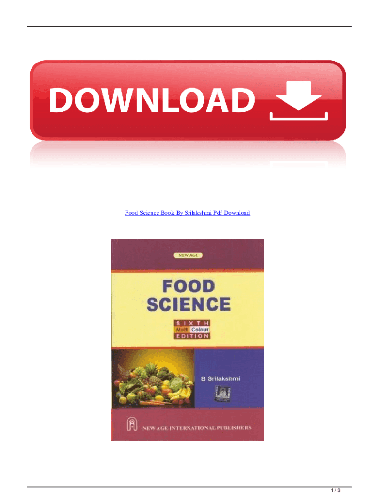 Food Science B Srilakshmi PDF Download  Form