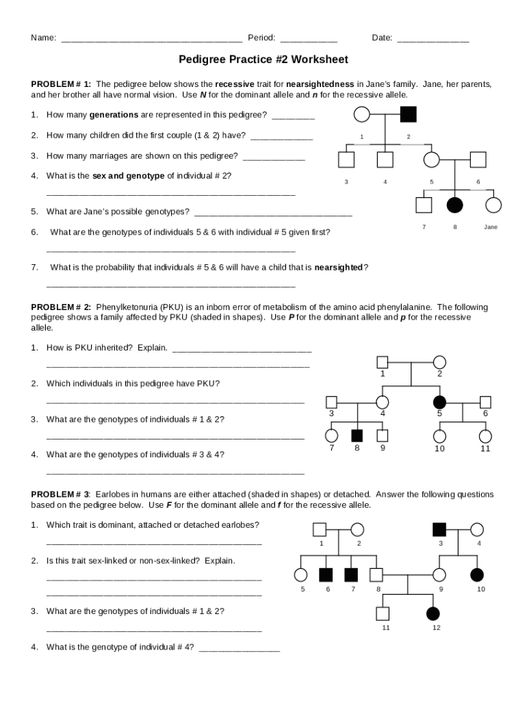 Pedigree Worksheet  Form