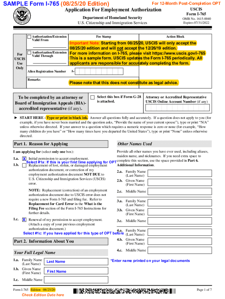 Form I 765 Printable