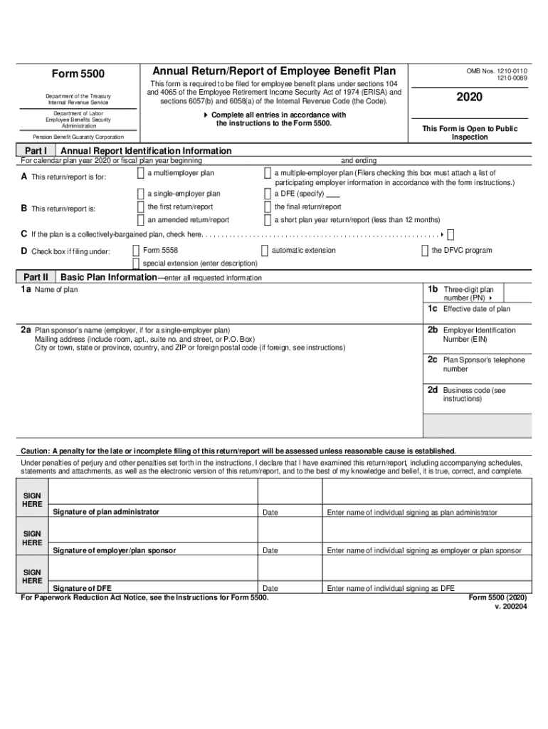  Form 5500 2020