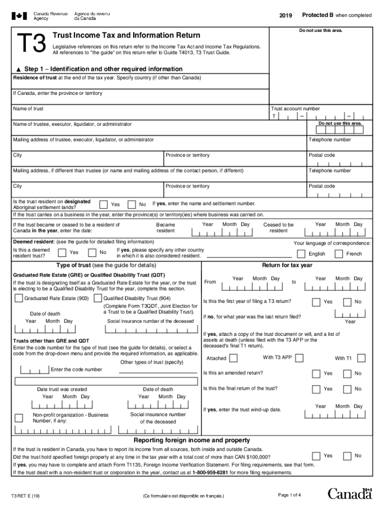 Form T3RET 'T3 Trust Income Tax and Information Return