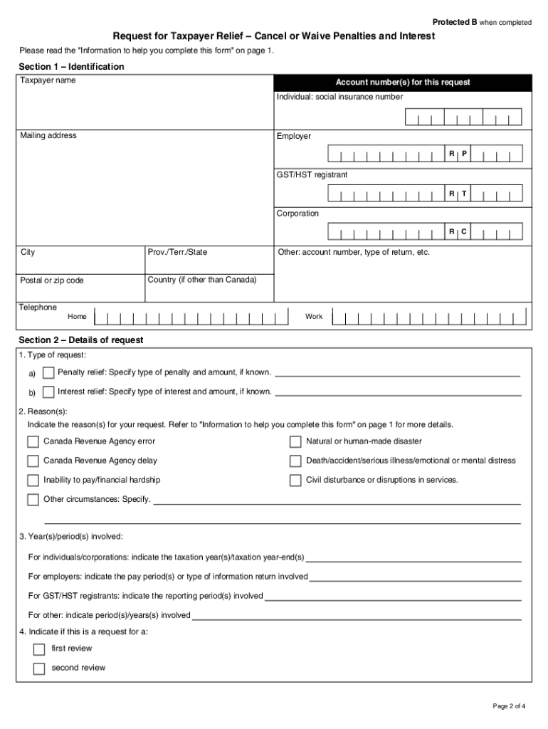 Request for Taxpayer ReliefCancel or Waive Penalties or  Form