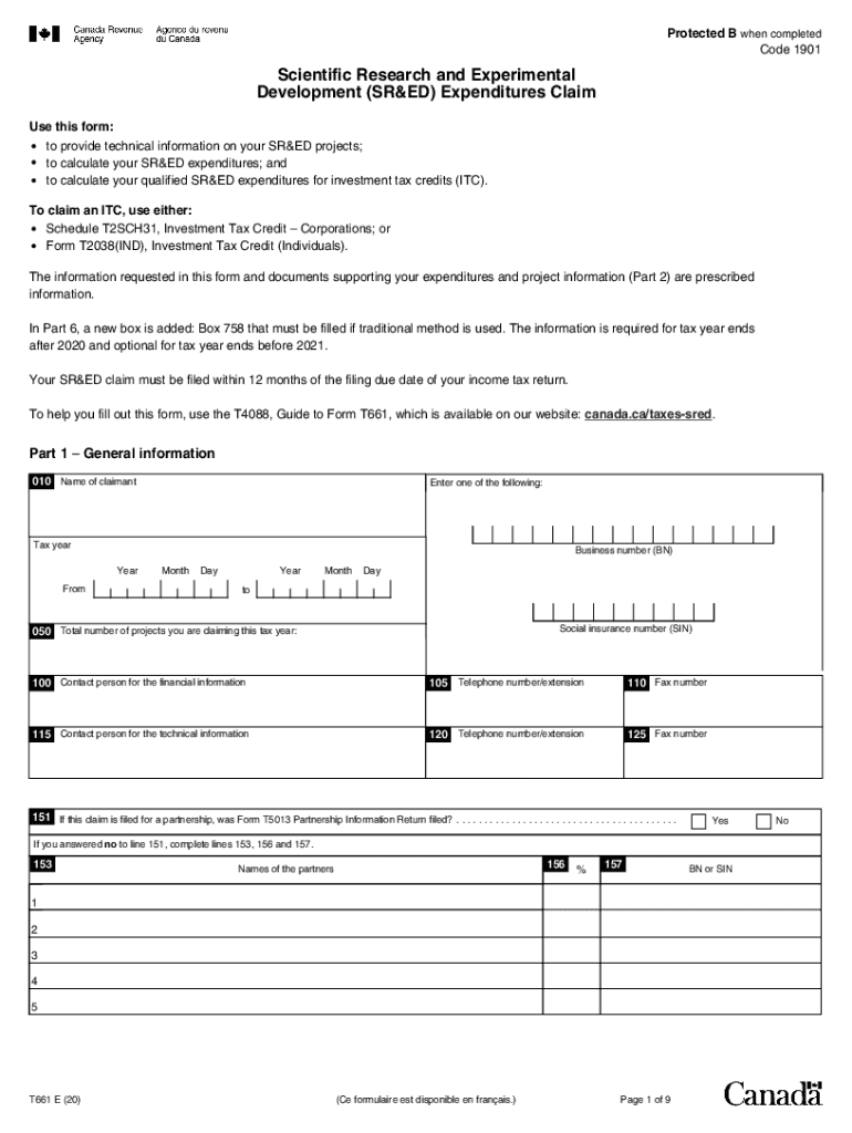 Scientific Research and Experimental Development SR&ED Expenditures Claim 2020-2024