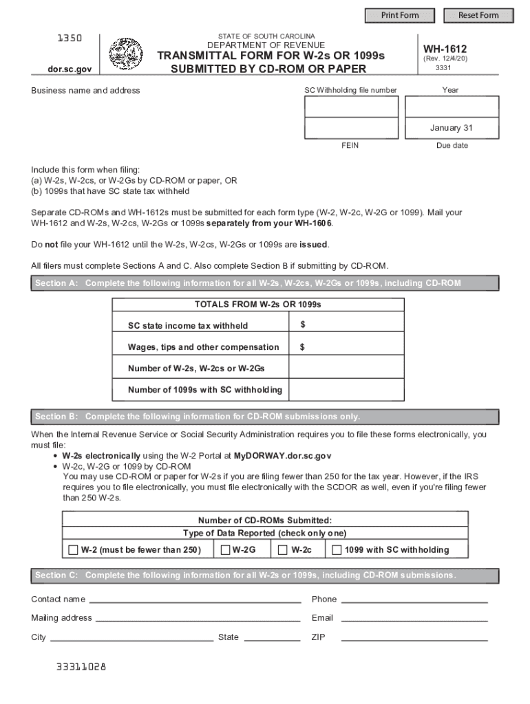Filers Sc Withholding 20202024 Form Fill Out and Sign Printable PDF