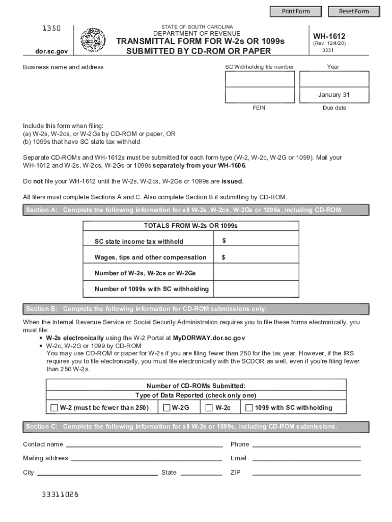  SC Withholding File Number 2020