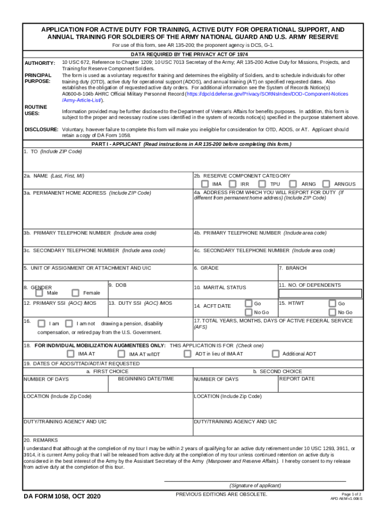 DA Form 1058 R