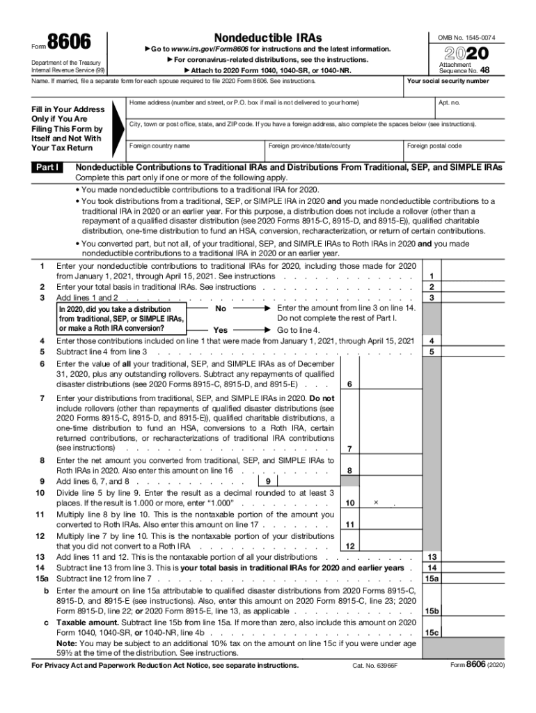  About Form 8606, Nondeductible IRAsInternal Revenue Service 2020