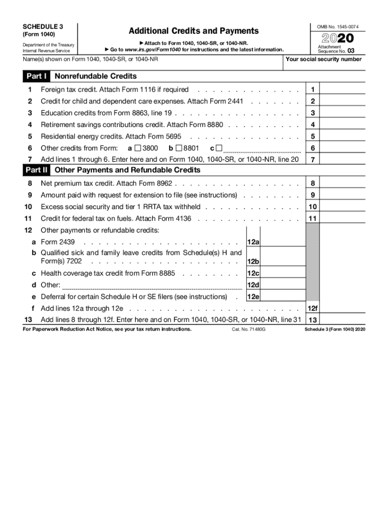  Schedule 3 Form 1040 2020