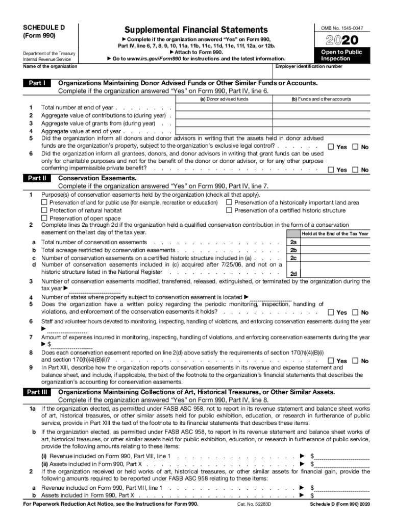  Schedule D Form 990 Supplemental Financial Statements 2020