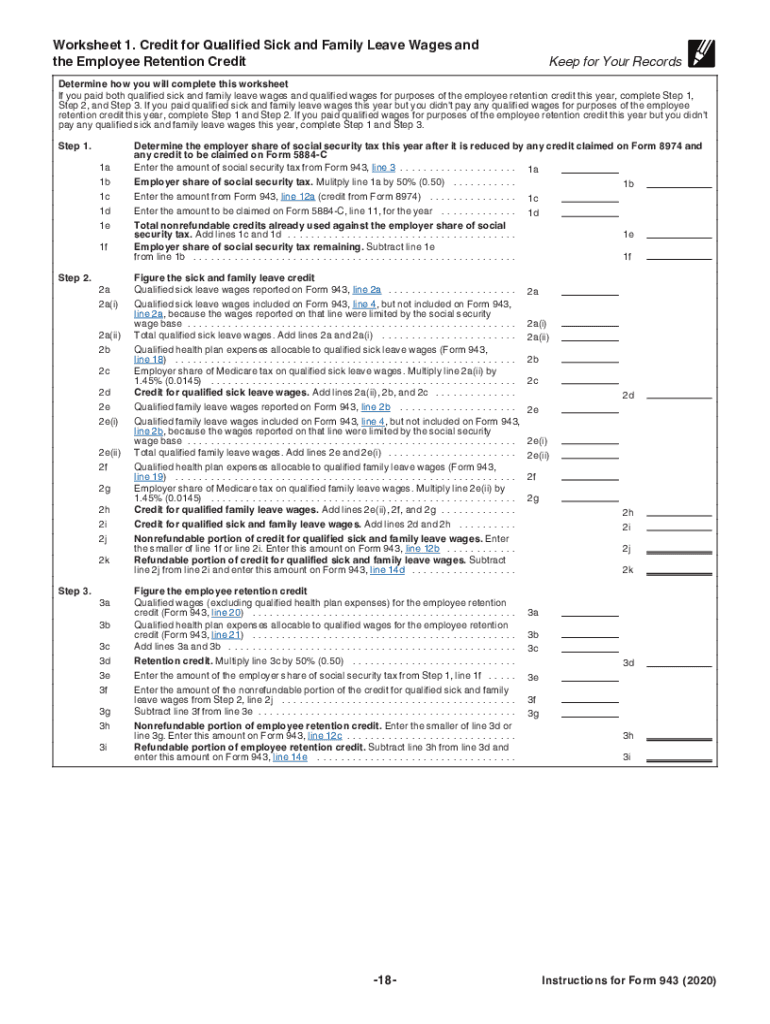  Instructions for Form 943 Instructions for Form 943, Employer's Annual Federal Tax Return for Agricultural Employees 2020