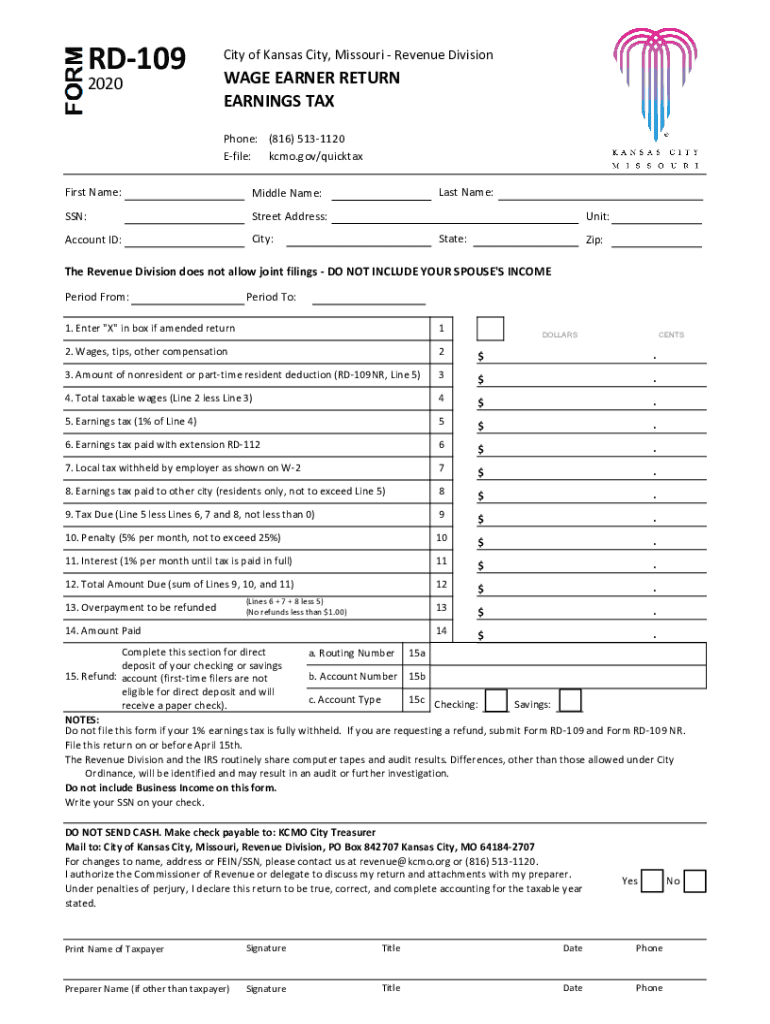  RD 109 City of Kansas City, Missouri Revenue Division 2020