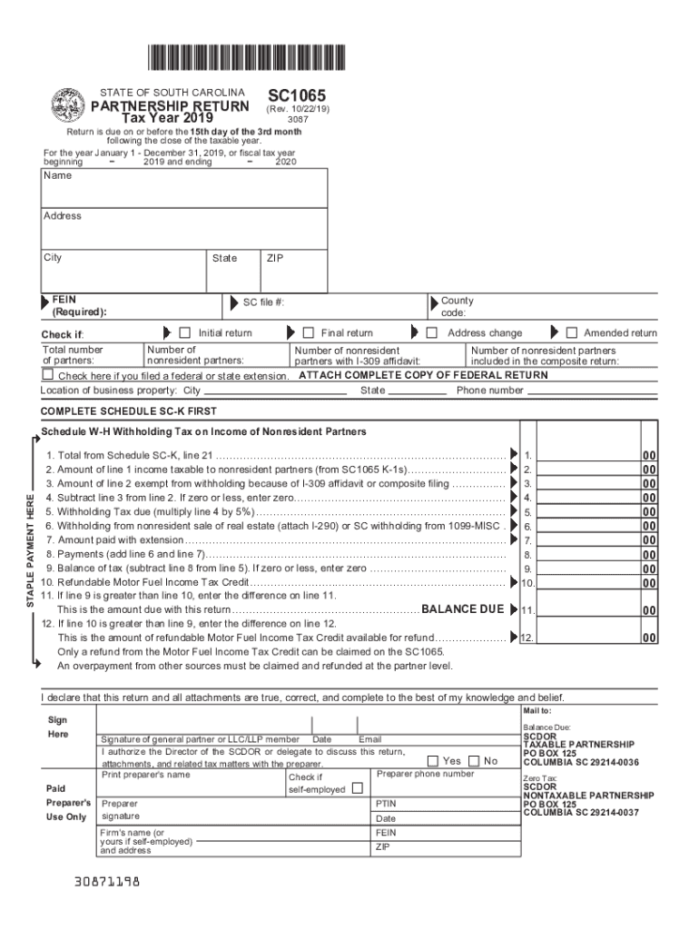  Individual Income Tax Forms SC Department of Revenue 2019