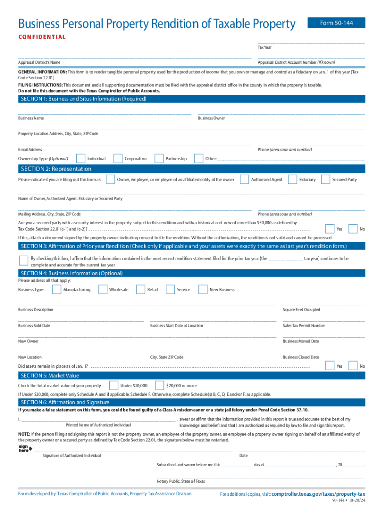  Property Tax Forms Home Comptroller Texas Gov 2020