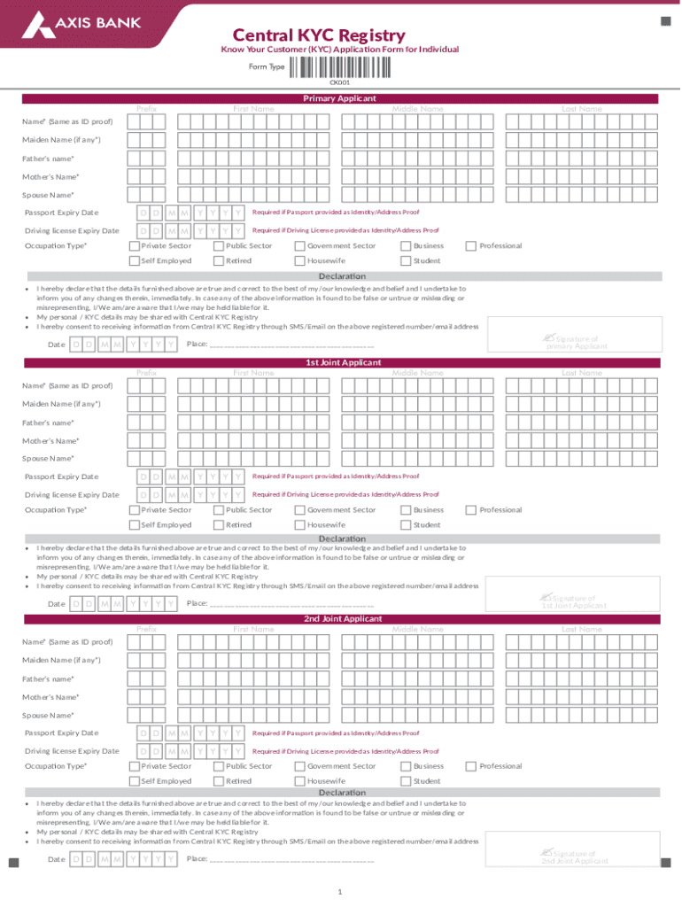 New Central KYC Registry 1  Form