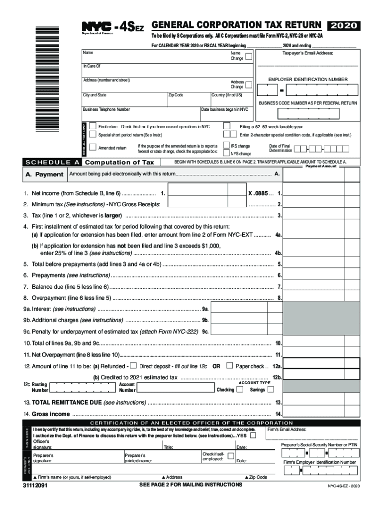 Get and Sign GENERAL CORPORATION TAX RETURN 2020-2022 Form