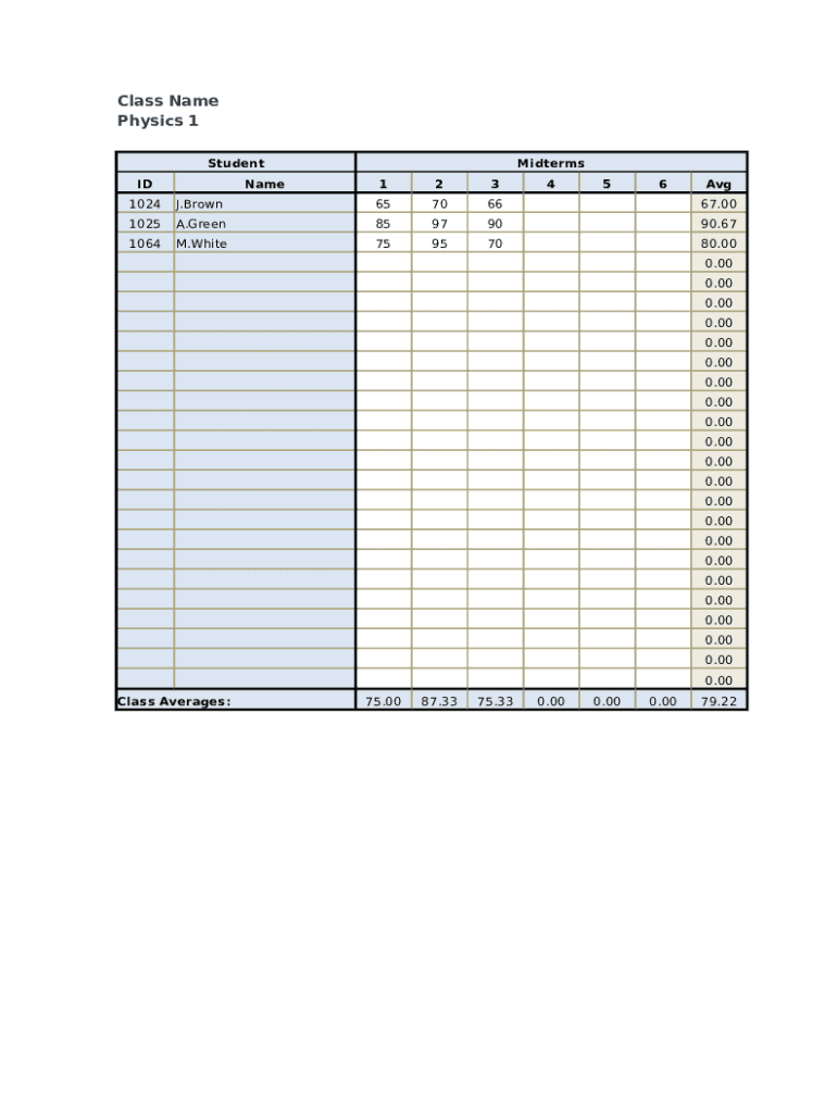 Teacher Grade Sheet  Form