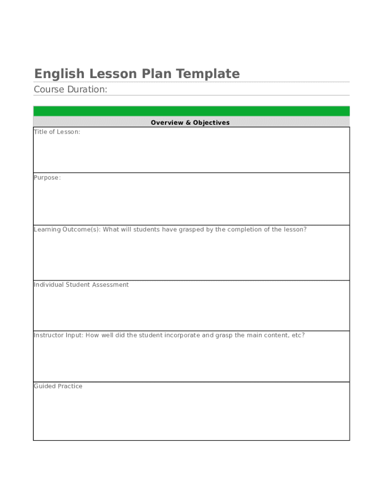 English Lesson Plan  Form