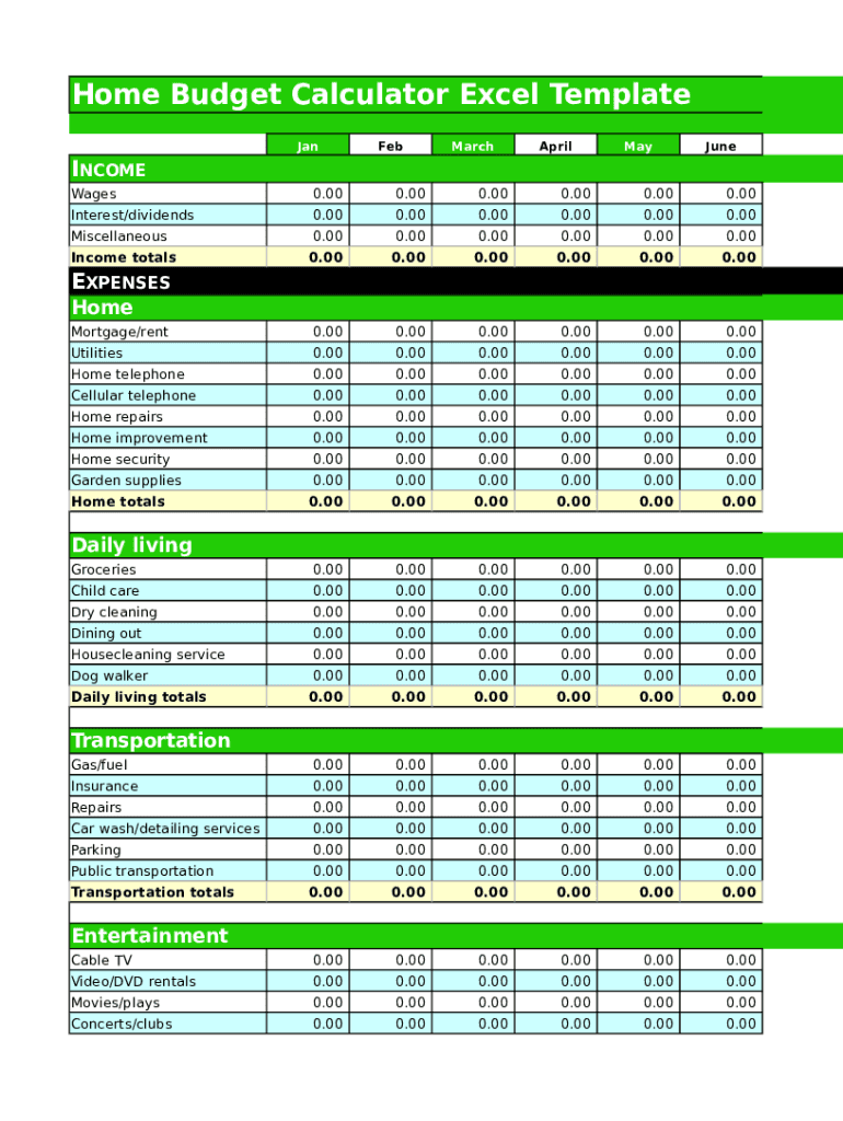 Budget Template Excel  Form