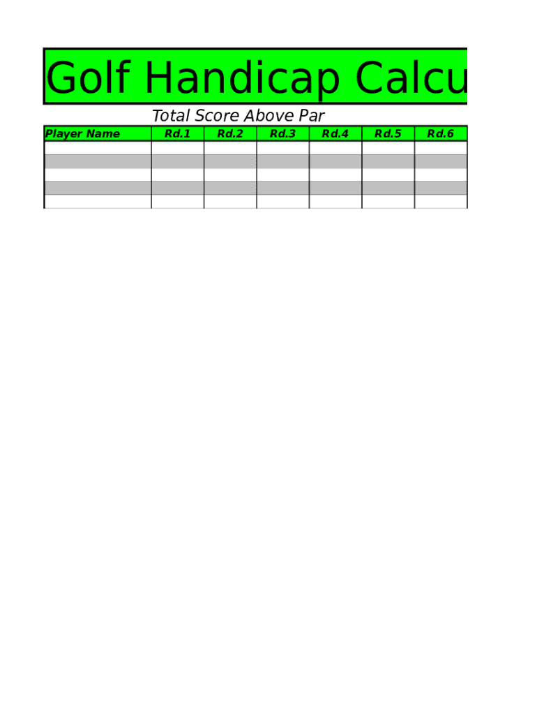 Golf Handicap Calculator  Form