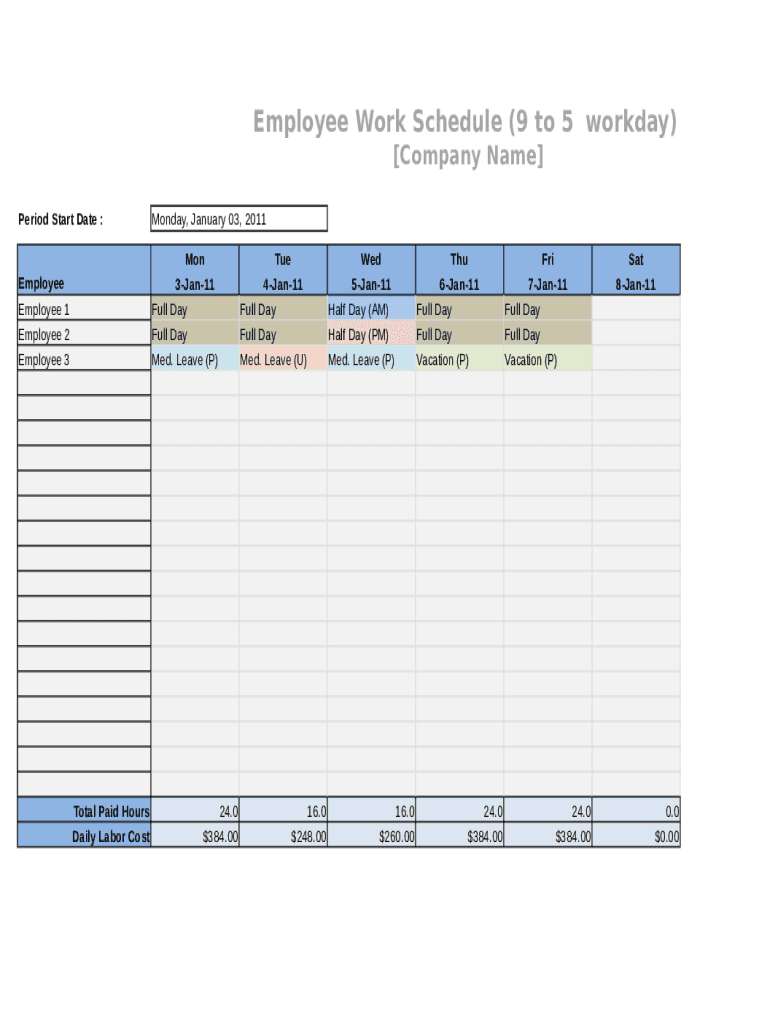 Employee Work Sheet  Form