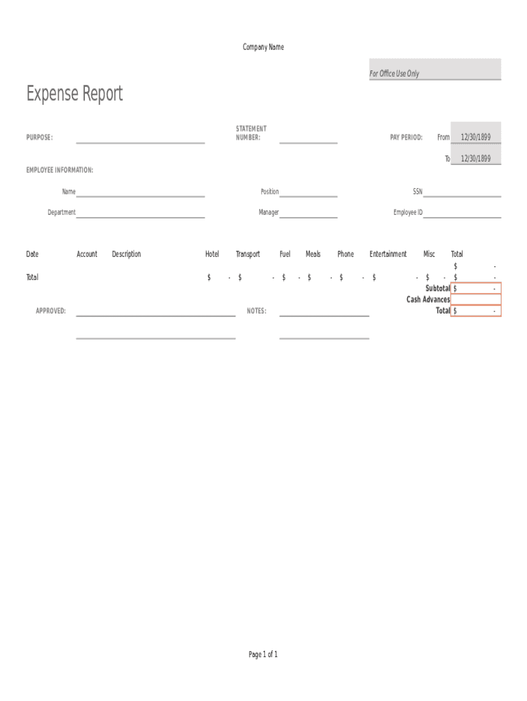 Expense Report Form