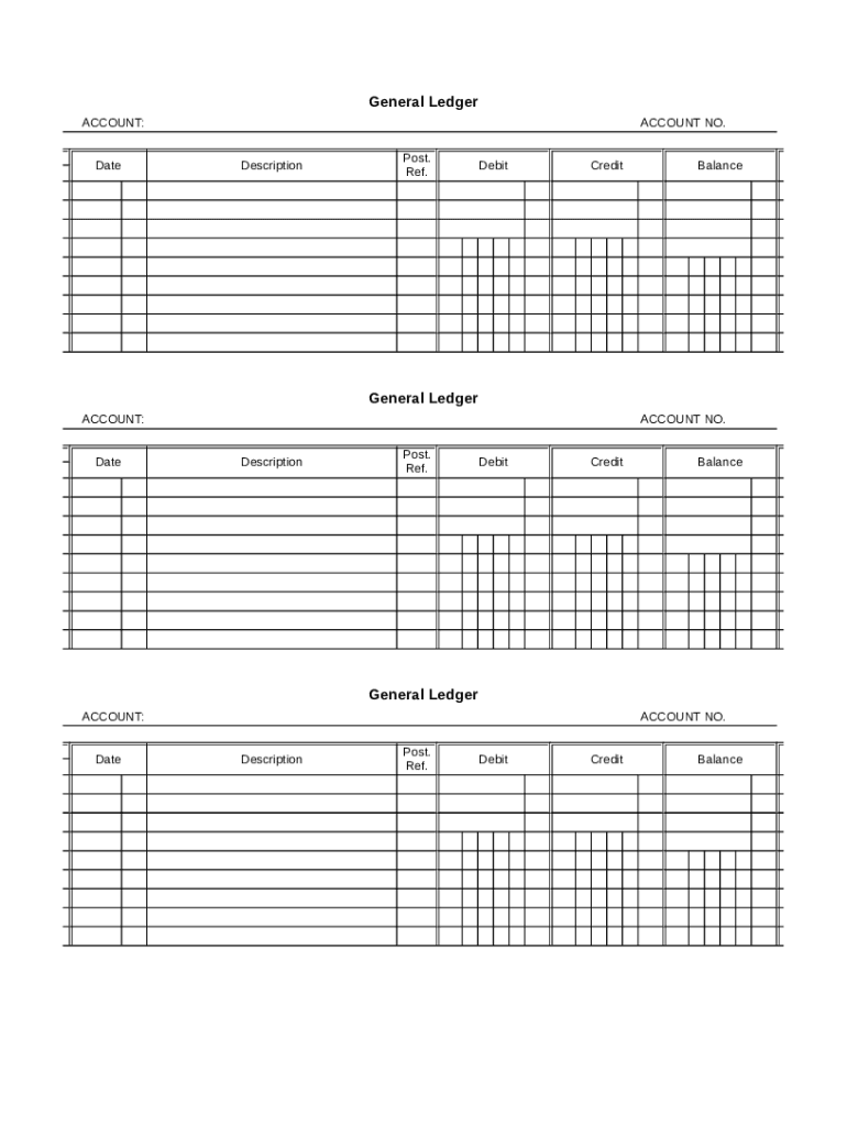 General Ledger Spreadsheet  Form