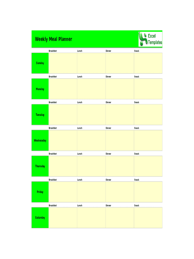 Meal Printable Form