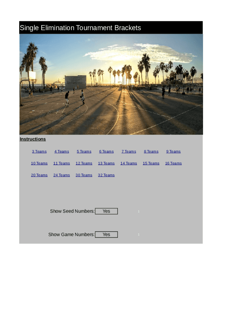 Tournament Brackets Excel  Form