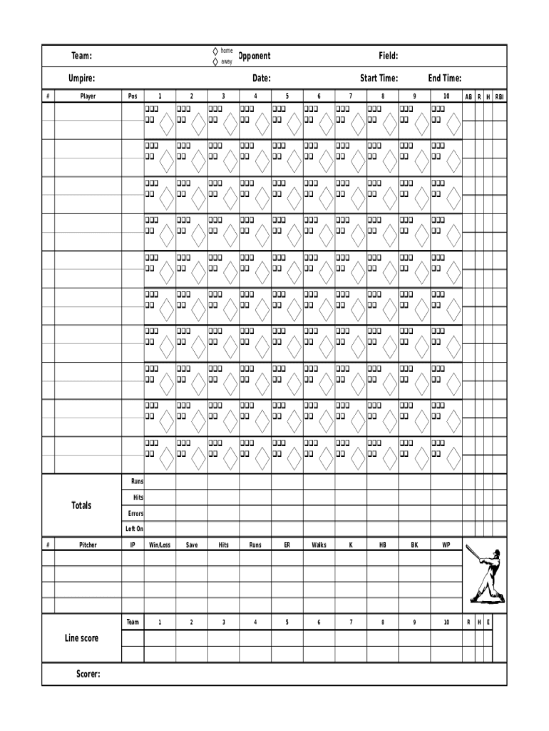 Baseball Scorecard Sheet  Form