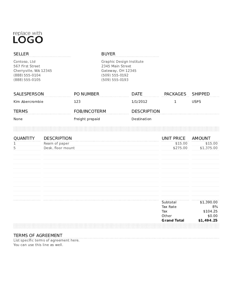 Invoice Template Excel  Form