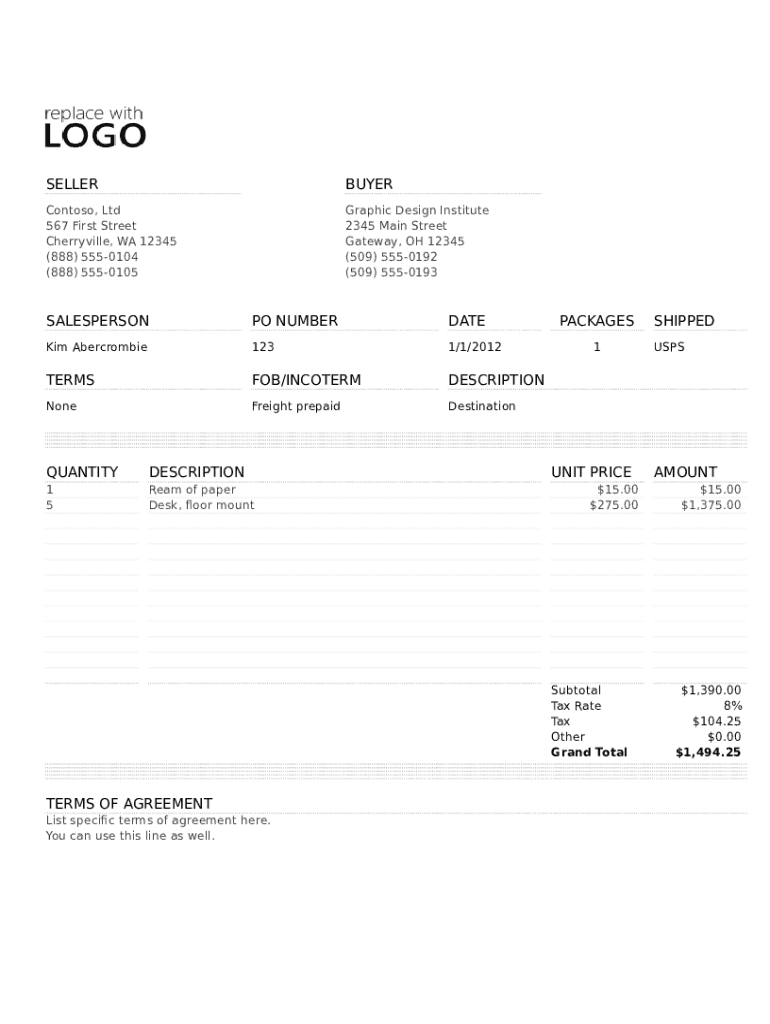 Invoice Template Excel Form