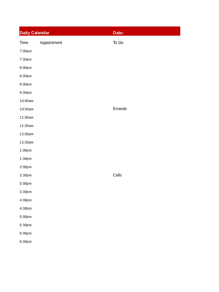 Printable Calendar Page Online File  Form