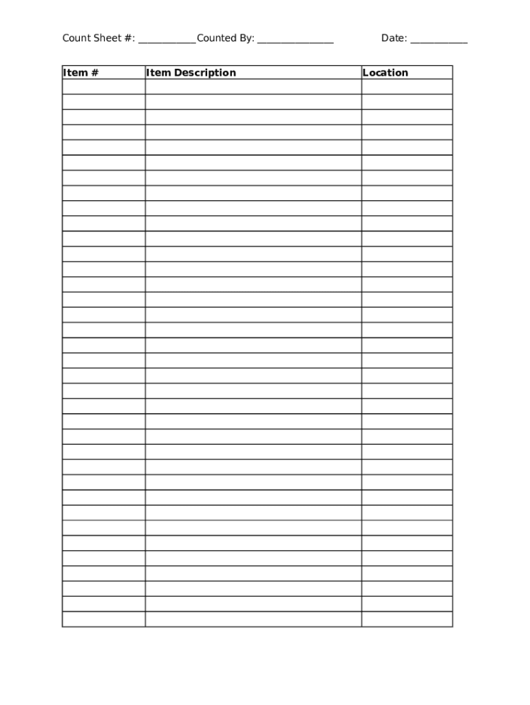 Inventory Spreadsheet Template  Form
