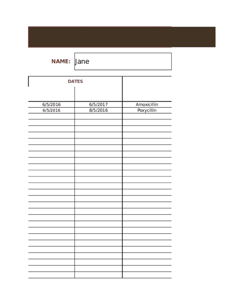 Medication List Template  Form