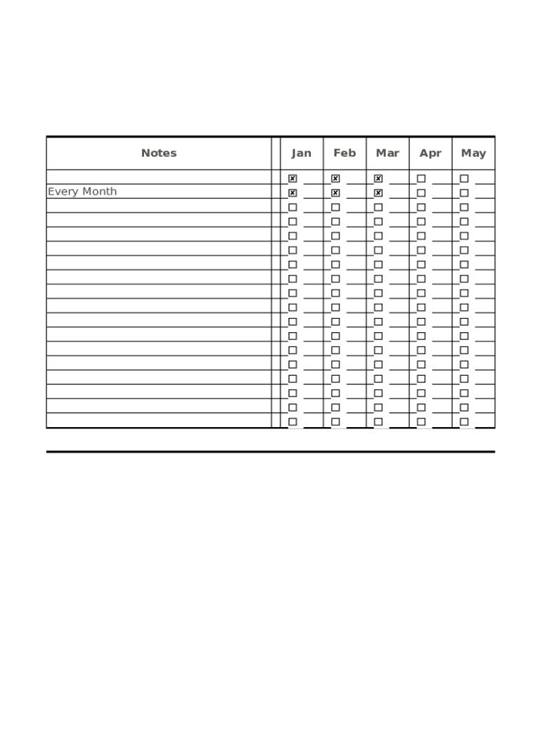 Bill Pay Organizer  Form