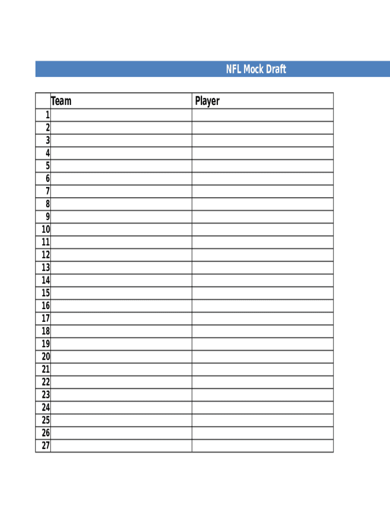 NFL Mock Draft  Form