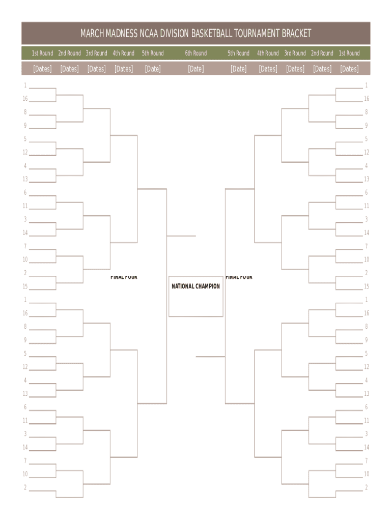 March Madness Ncaa Brackets  Form