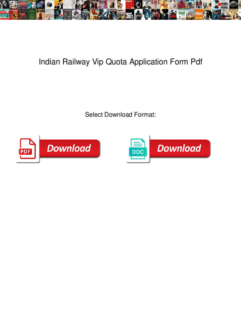 Indian Railway Vip Quota Application Form PDF
