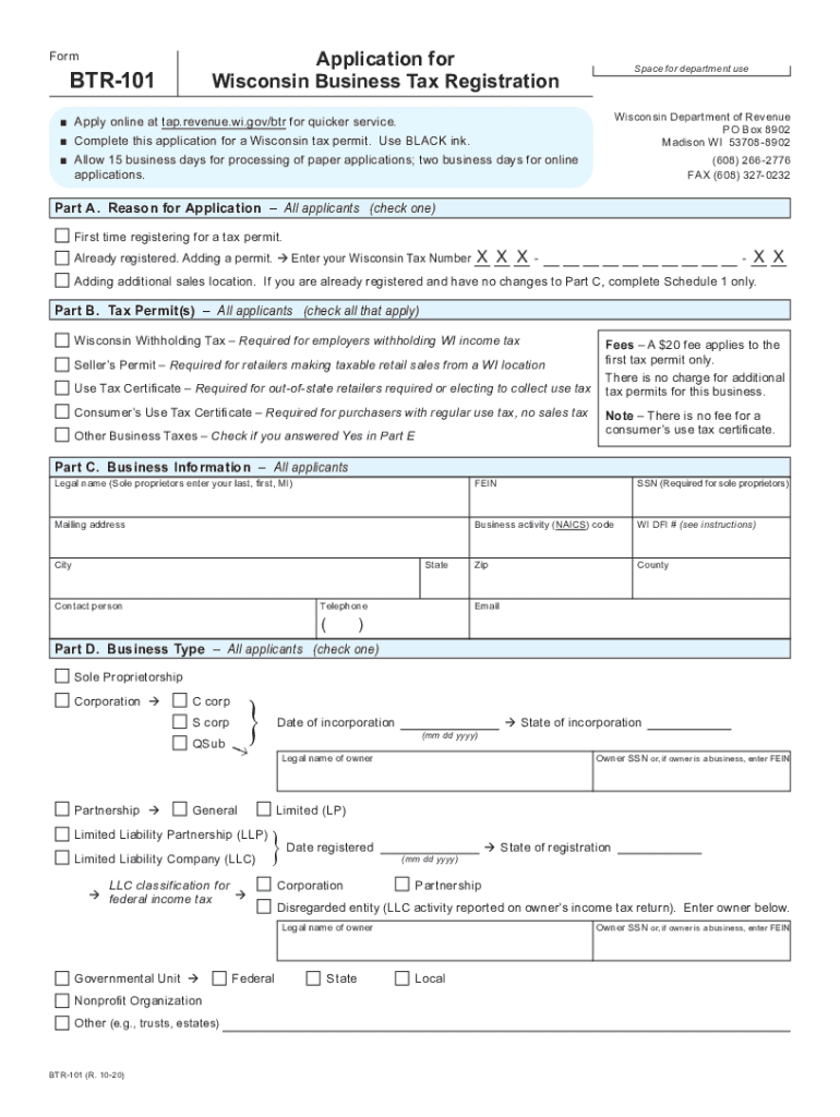  Business Tax Registration Wisconsin Department of Revenue 2020