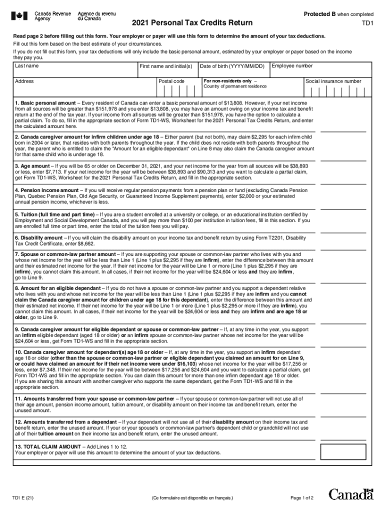 Td1 Filled Example 20212024 Form Fill Out and Sign Printable PDF
