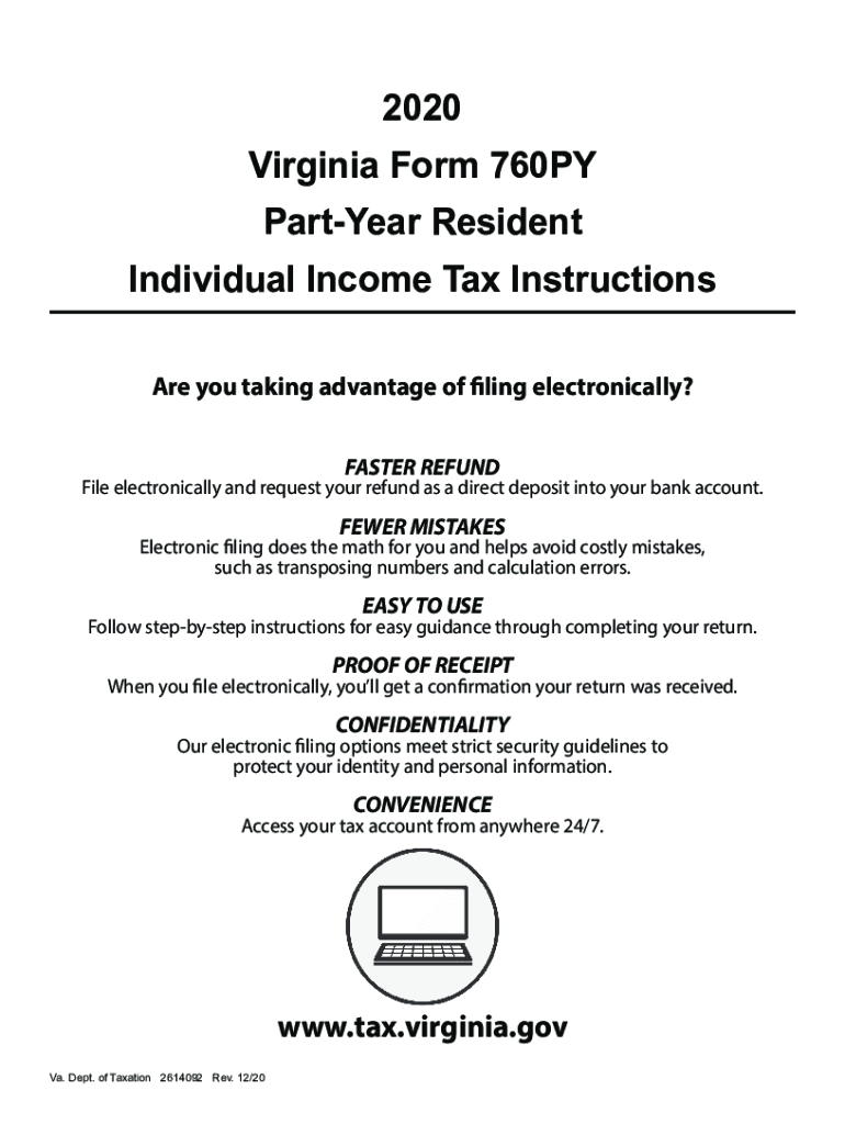 Draft Virginia Form 760PY, Part Year Virginia Tax 2020-2024