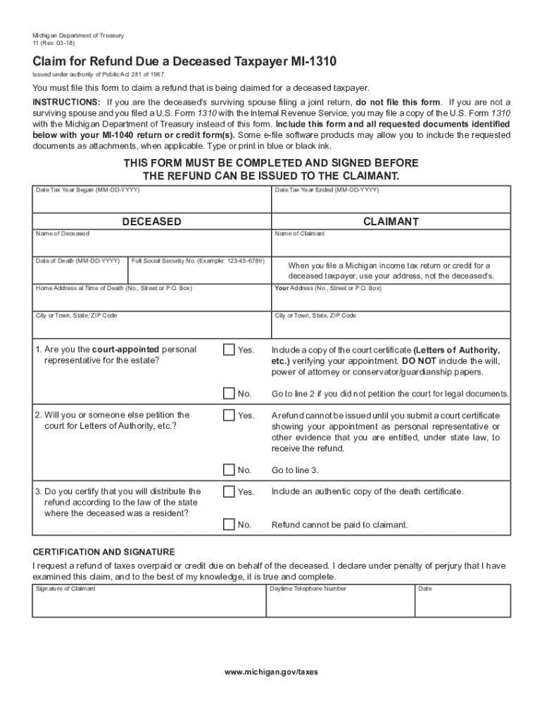 Get and Sign Mi 1310 Form Fill Out and Sign Printable PDF Template 2020-2022