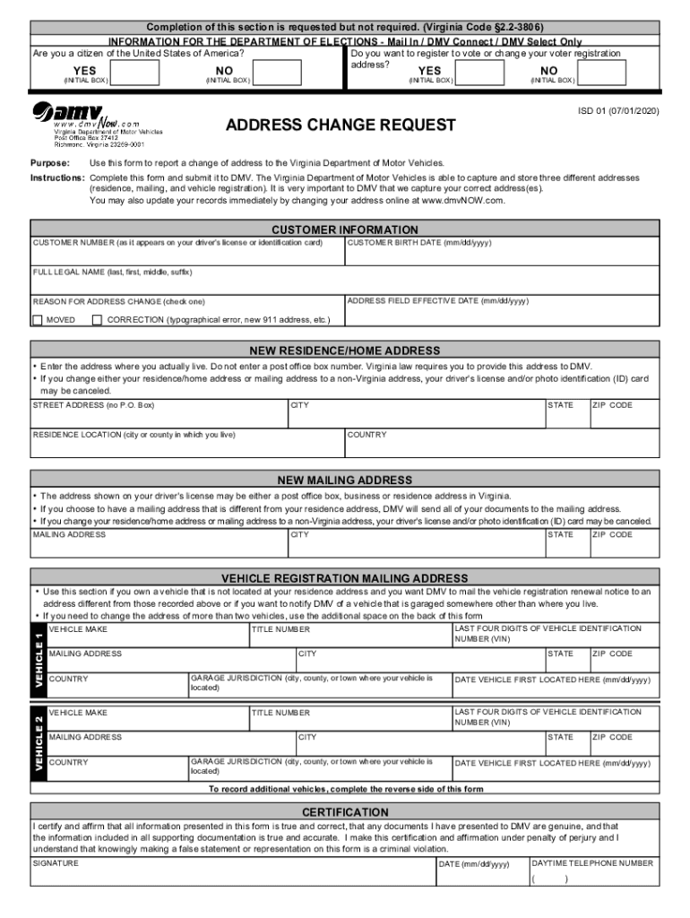  Address Change Request ISD 01Pdf Fpdf DOC DocxVirginia 2020-2024