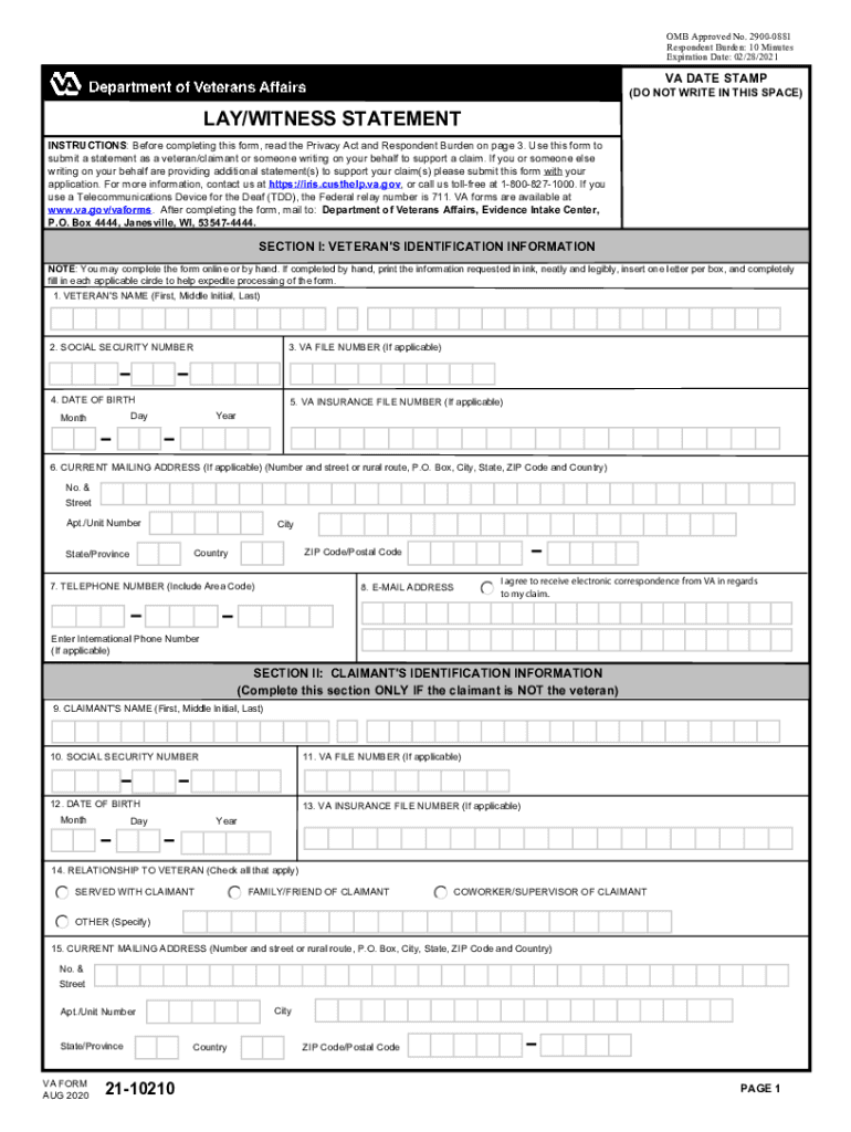 Va Form 21 10210