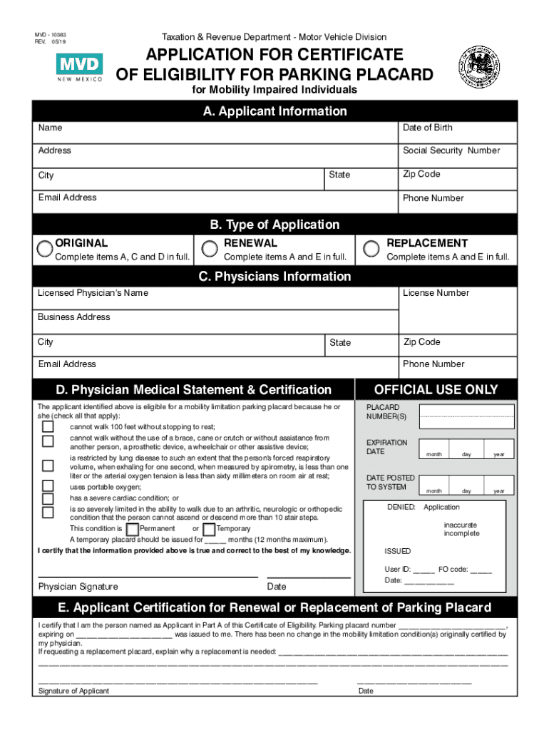  How Do I Get a Handicap Placard in New Mexico 2019-2024