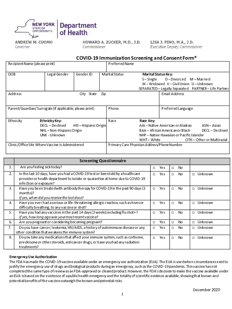 Nys Covid Vaccine Consent Form